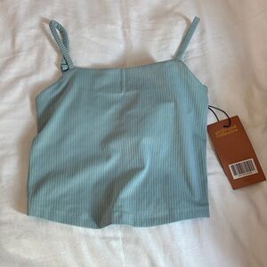 Girlfriend Collective Ribbed Blue Camisole
